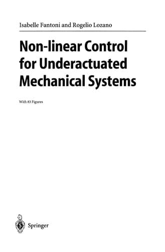 Tapa de Non-linear Control for Underactuated Mechanical Systems