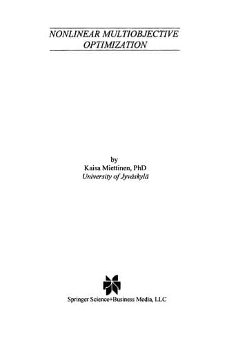 Tapa de Nonlinear Multiobjective Optimization
