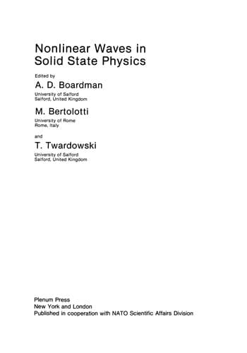 Tapa de Nonlinear Waves in Solid State Physics