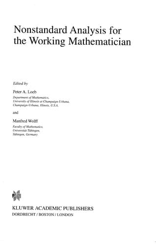Tapa de Nonstandard analysis for the working mathematician