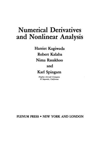 Tapa de Numerical Derivatives and Nonlinear Analysis
