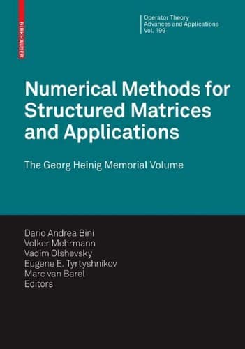 Tapa de Numerical Methods for Structured Matrices and Applications