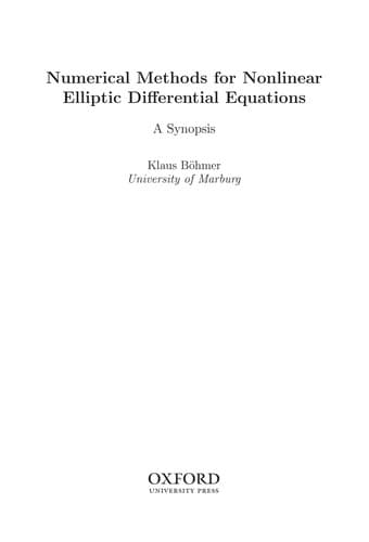 Tapa de Numerical methods for nonlinear elliptic differential equations