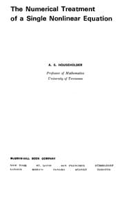 Tapa de Numerical Treatment of a Single Nonlinear Equation (Pure & Applied Mathematics)