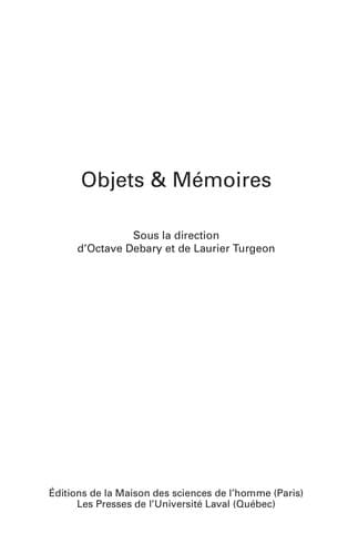 Tapa de Objets & me moires