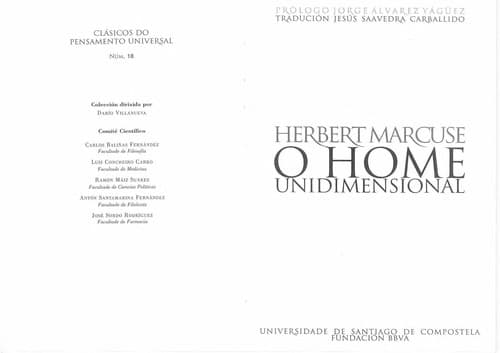 Tapa de O home unidimensional
