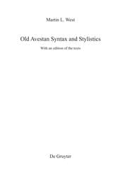 Tapa de Old Avestan Syntax and Stylistics