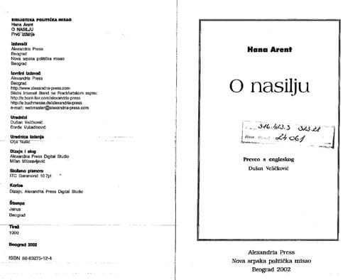 Tapa de O nasilju