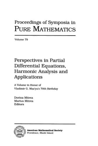 Tapa de Perspectives in partial differential equations, harmonic analysis, and applications