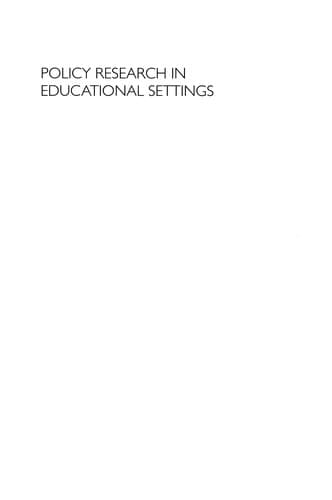 Tapa de Policy research in educational settings