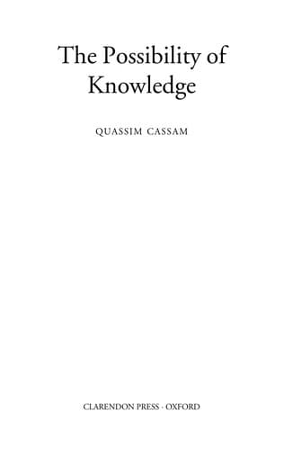 Tapa de The possibility of knowledge
