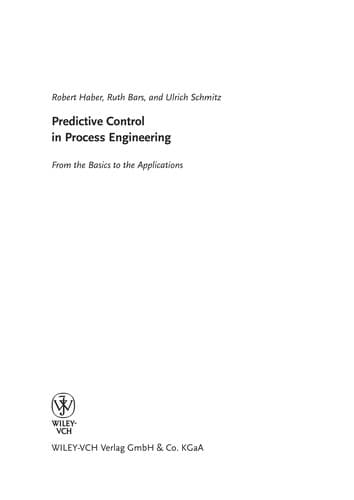 Tapa de Predictive control in process engineering