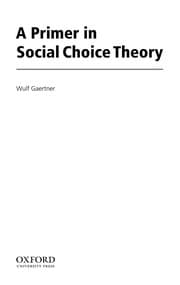 Tapa de PRIMER IN SOCIAL CHOICE THEORY