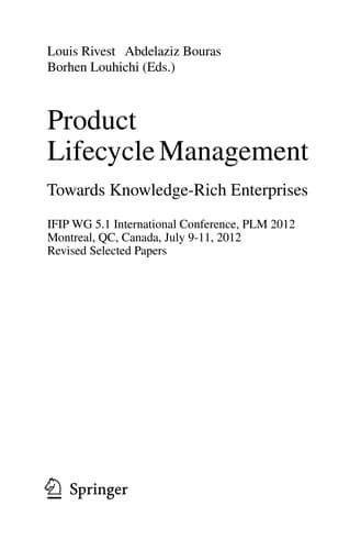 Tapa de Product Lifecycle Management. Towards Knowledge-Rich Enterprises