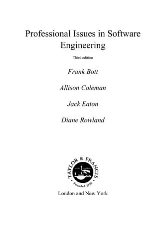 Tapa de Professional issues in software engineering