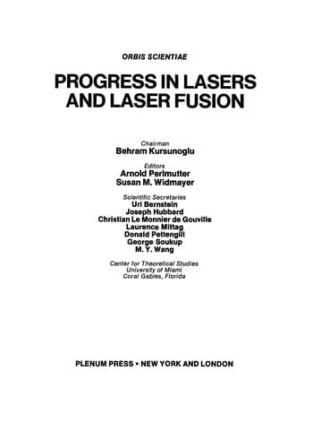 Tapa de Progress in Lasers and Laser Fusion