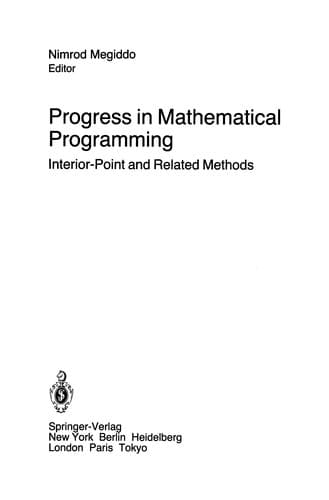 Tapa de Progress in Mathematical Programming