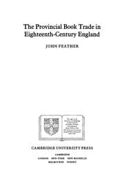 Tapa de The provincial book trade in eighteenth-century England