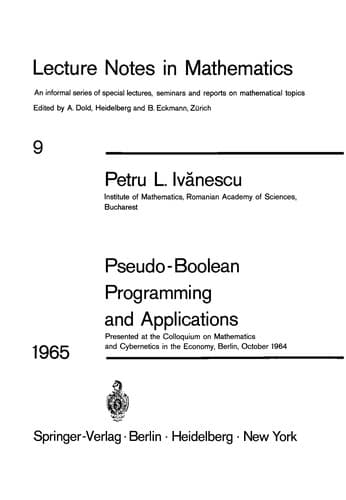 Tapa de Pseudo-Boolean programming and applications