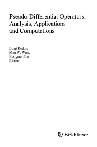 Tapa de Pseudo-Differential Operators: Analysis, Applications and Computations