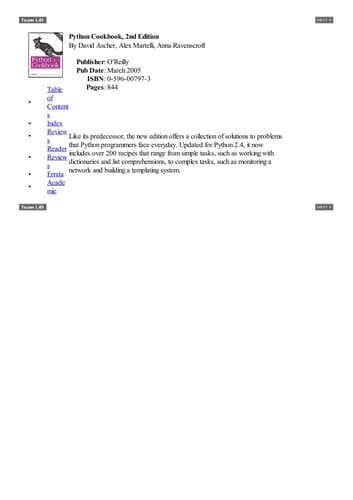 Tapa de Python cookbook