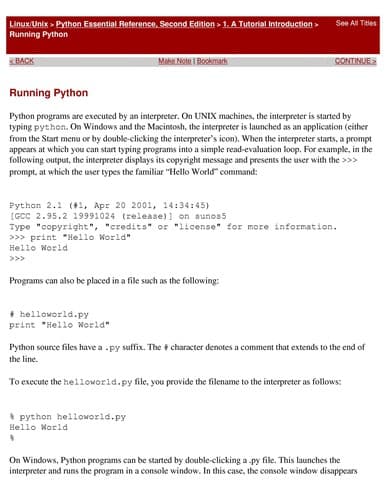 Tapa de Python essential reference