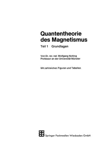 Tapa de Quantentheorie des Magnetismus