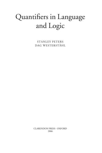 Tapa de QUANTIFIERS IN LANGUAGE AND LOGIC