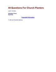 Tapa de 44 questions for church planters