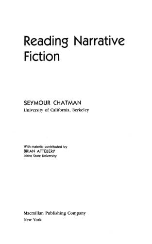Tapa de Reading narrative fiction