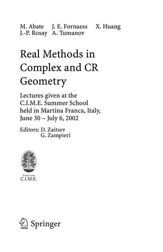 Tapa de Real methods in complex and CR geometry
