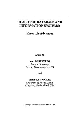Tapa de Real-Time Database and Information Systems: Research Advances