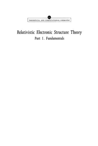 Tapa de Relativistic electronic structure theory