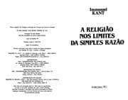 Tapa de A religião nos limites da simples razão