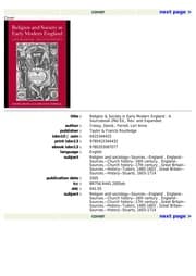 Tapa de Religion and society in early modern England