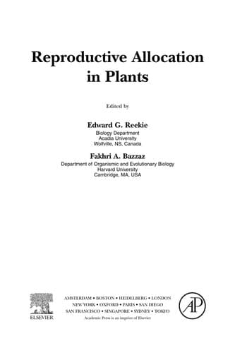 Tapa de Reproductive allocation in plants