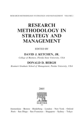Tapa de Research methodology in strategy and management