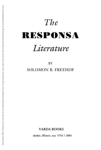 Tapa de The responsa literature