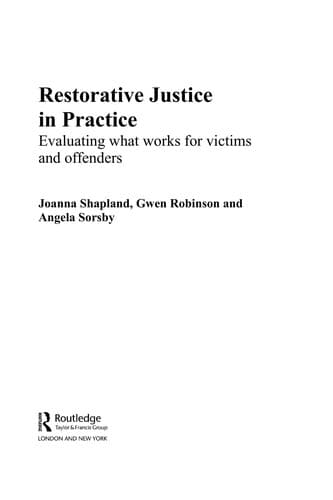 Tapa de Restorative Justice in Practice