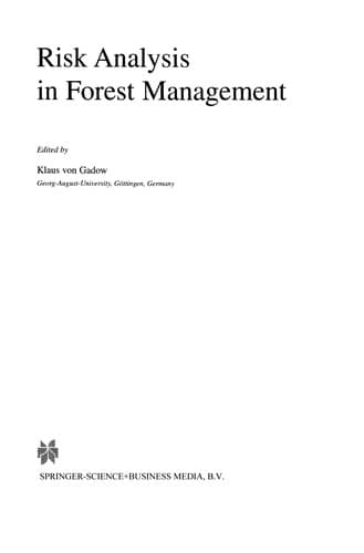 Tapa de Risk analysis in forest management