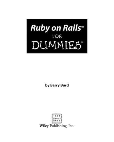 Tapa de Ruby on Rails For Dummies