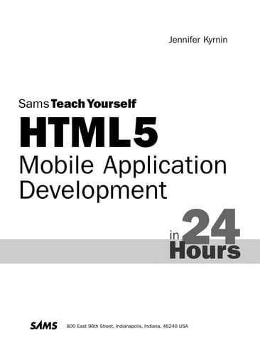 Tapa de Sams teach yourself HTML5 mobile application development in 24 hours