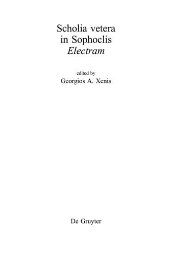 Tapa de Scholia vetera in Sophoclis Electram