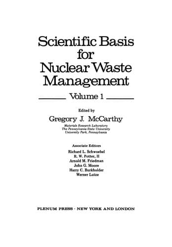 Tapa de Scientific Basis for Nuclear Waste Management