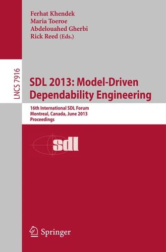 Tapa de SDL 2013: Model-Driven Dependability Engineering