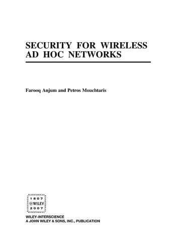 Tapa de Security for wireless ad hoc networks