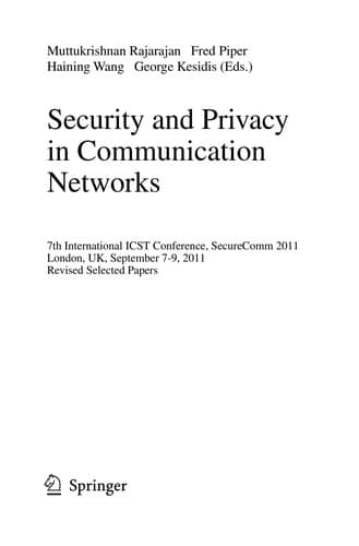 Tapa de Security and Privacy in Communication Networks