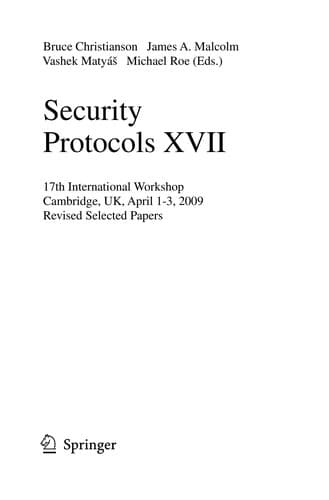 Tapa de Security Protocols XVII