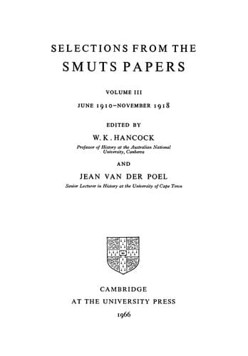 Tapa de Selections Smuts Papers 3