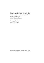 Tapa de Semantische K ampfe: Macht und Sprache in den Wissenschaften